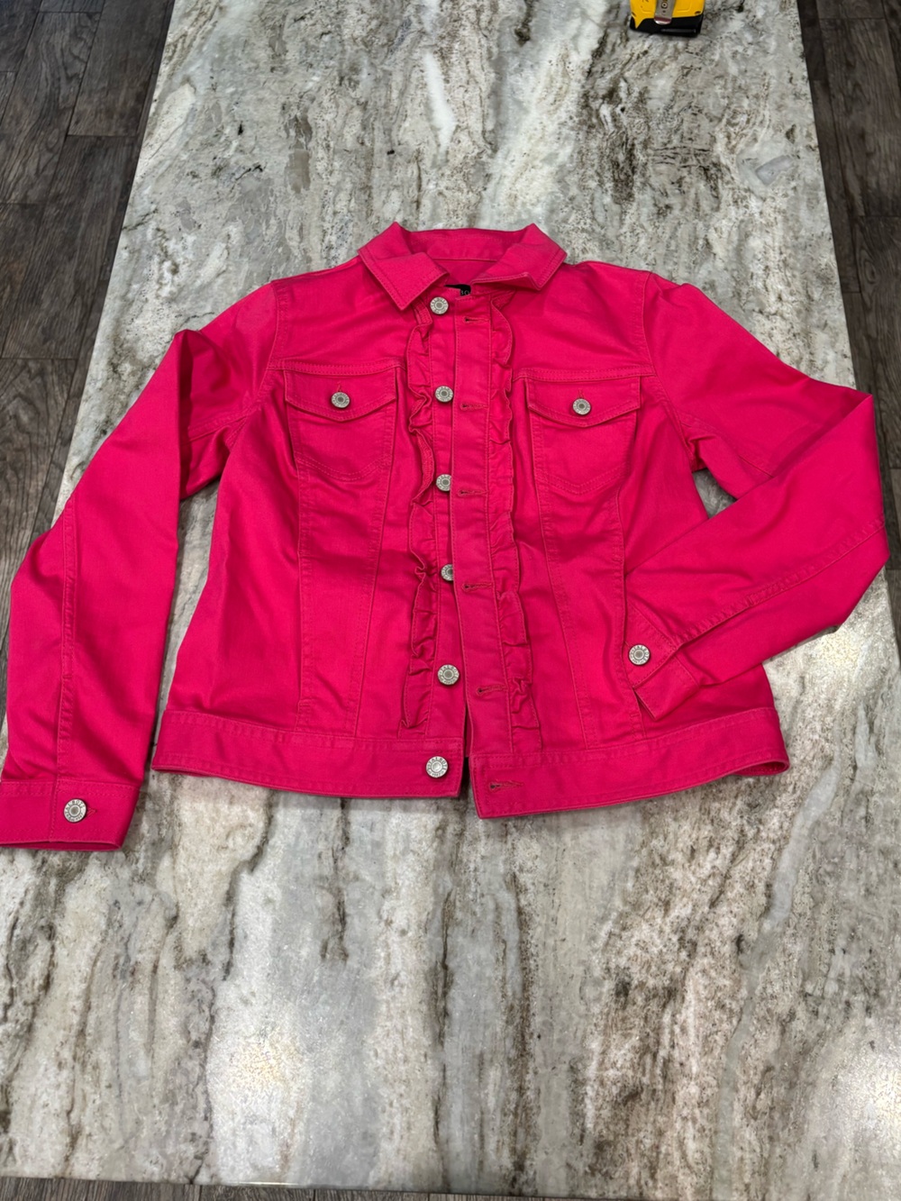 Talbots Women's Pink Ruffle-Trim Denim Jacket size SP - Picture 3 of 9